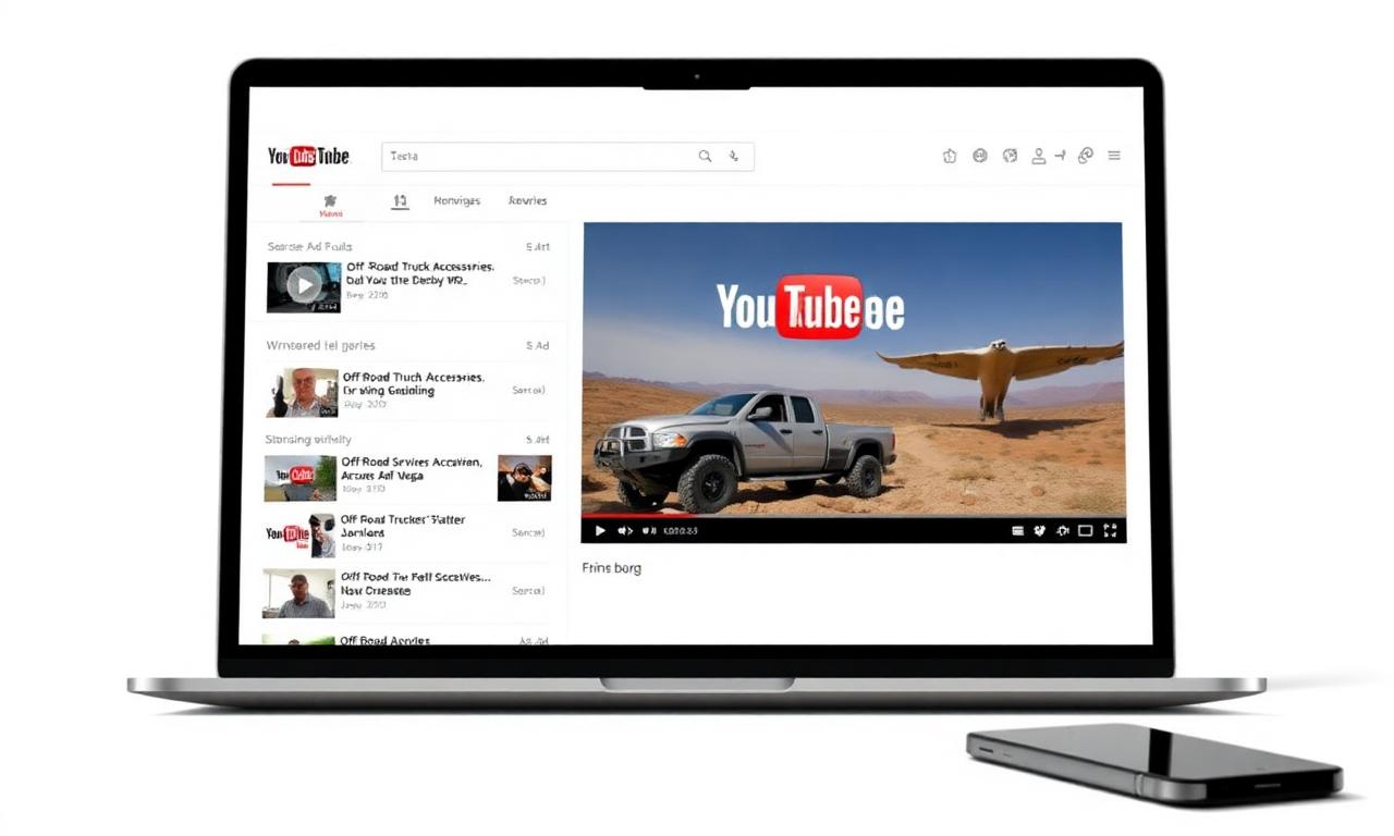 In-Feed Video Ads example: Desktop YouTube search — off-road truck accessories