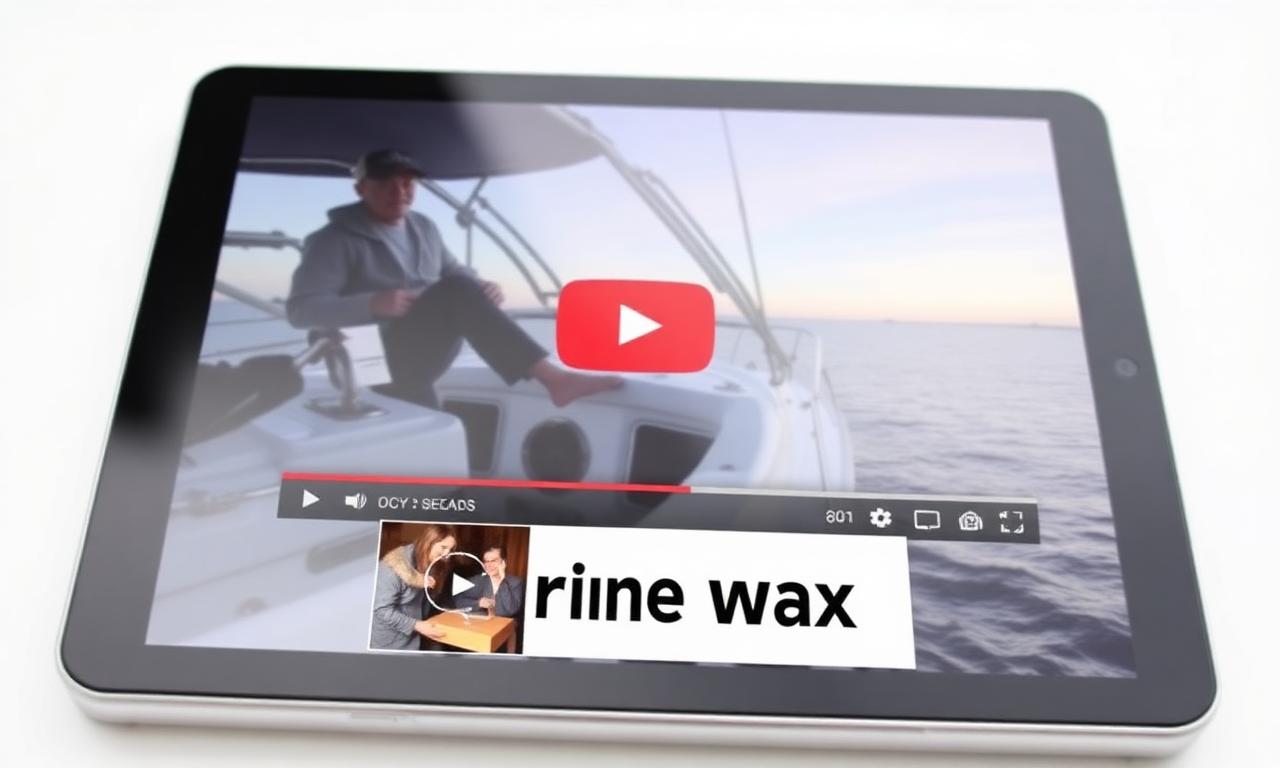 Overlay Ads example: Tablet overlay — marine wax on a boat detailing video